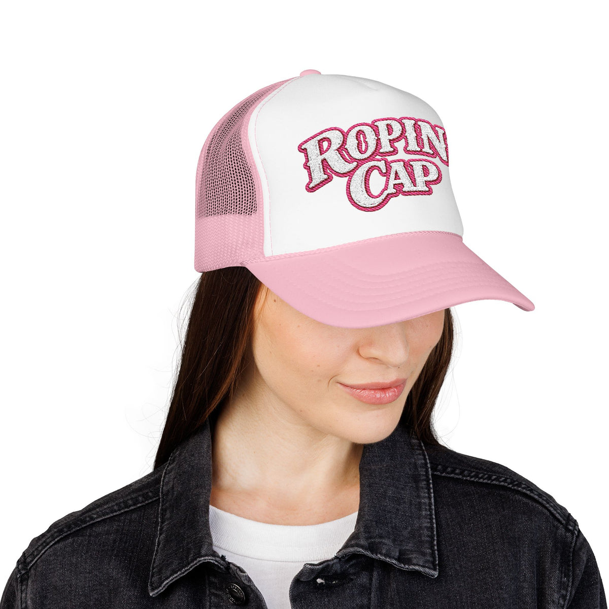 Trucker Hat — "Ropin' Cap" Pink Foam Mesh Hat