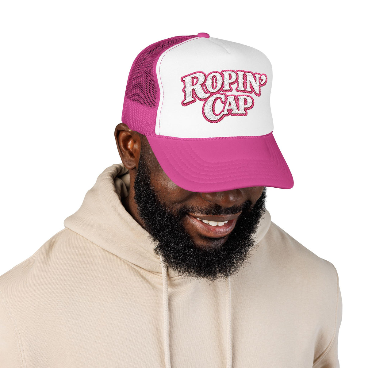 Trucker Hat — "Ropin' Cap" Pink Foam Mesh Hat